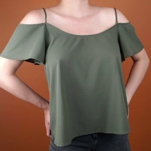Forest Green Off the Shoulder Tank Top